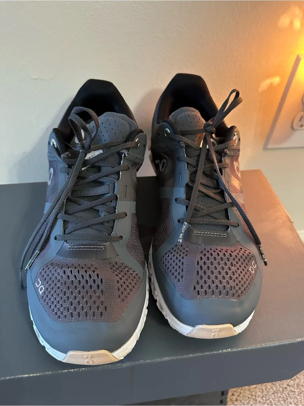 On Cloudflow Women's Athletic Sneakers - Dark Gray with Light Pink Sole
